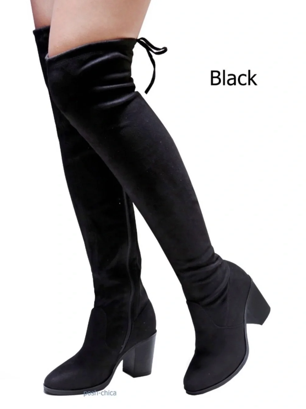 Women’s Black Over-the-Knee Block Heel Boots